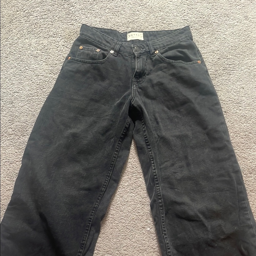 Motel Rocks black low rise roomy jeans